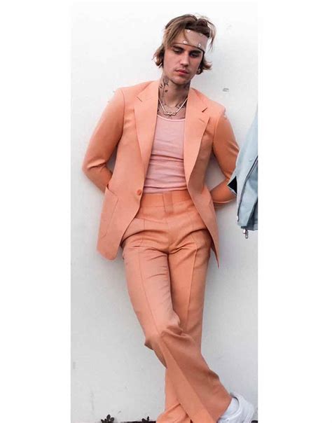 Justin Bieber Peaches Suit | Peaches 2021 Justin Bieber Peach Suit