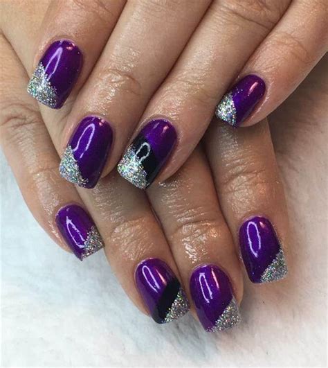 Day 189: Silver & Foil Nail Art | Purple and silver nails, Purple ...