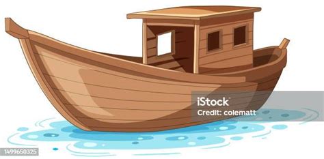 perahu kayu terisolasi  latar belakang putih ilustrasi stok