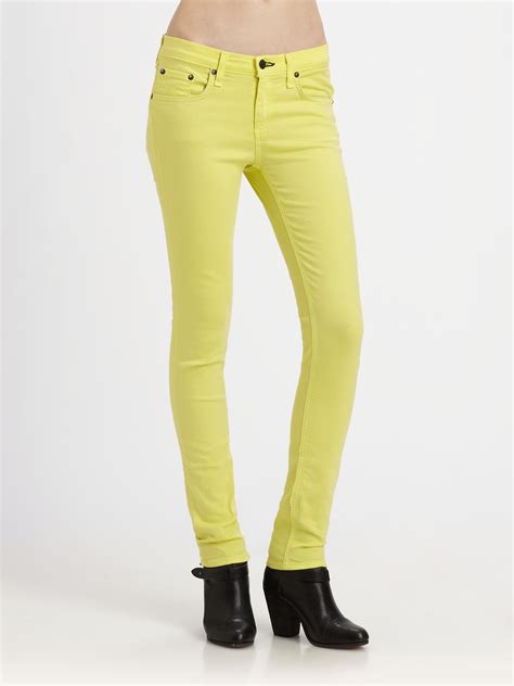 Lyst - Rag & Bone Slimfit Skinny Jeans in Yellow