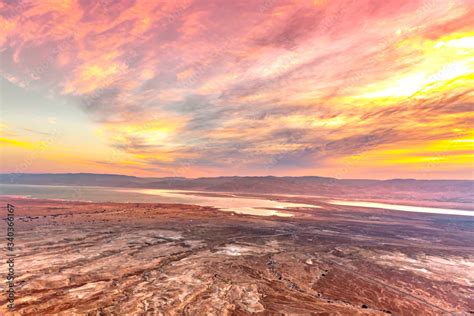 sunrise over ancient Masada fortress in Israel Stock Photo | Adobe Stock