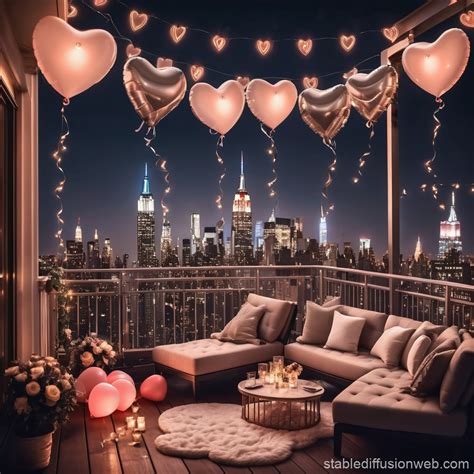 luxury manhattan balcony  night stable diffusion