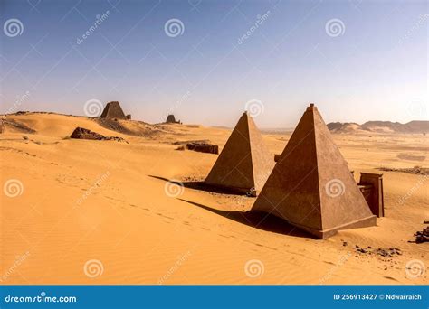 Pyramids of Meroe in the Nubian Desert Stock Image - Image of ...