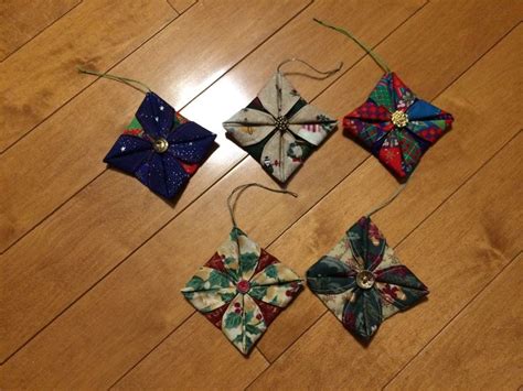 Folded Fabric Christmas Tree Ornaments