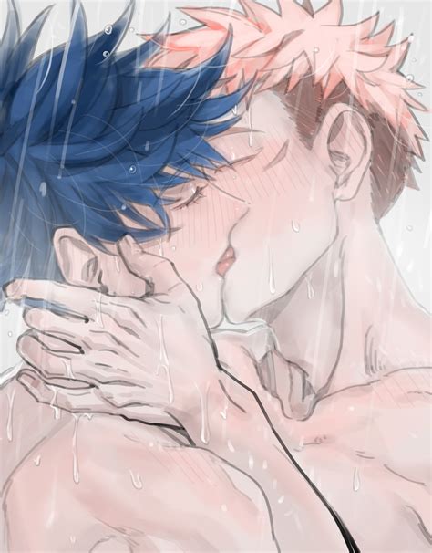 Rule 34 - 2boys closed eyes french kiss fushiguro megumi iinikukuiita