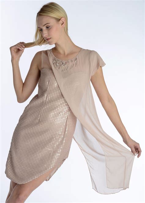 Sheer asymmetric overlay sequin dress – T.Tandon
