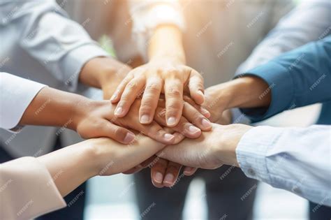 teamwork hands  collaboration success premium ai generated image