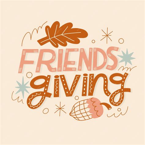 Premium Vector | Flat friendsgiving celebration lettering with leaf and