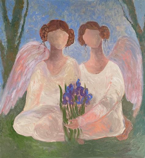 Dasha Pogodina - Angel Painting - SECRET GARDEN STORY, oil on canvas