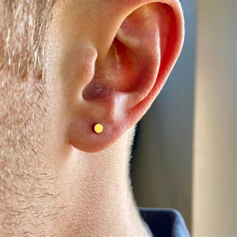 Mens Earrings 18K Gold Stud Earrings Men, Minimalist Male Earring, Boys ...