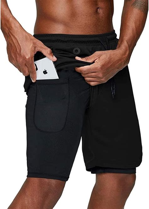 men's compression shorts with phone pocket door