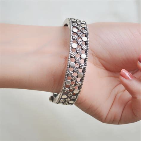 Traditional Silver Kada | Silver Bangle - Bangles & Bracelets - FOLKWAYS