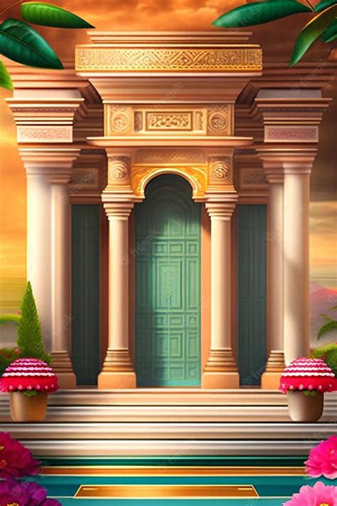 Premium AI Image | A cartoon image of a building with a green door and ...