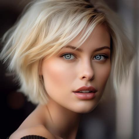 Premium Photo | Beautiful close up young woman face portrait short hair ...