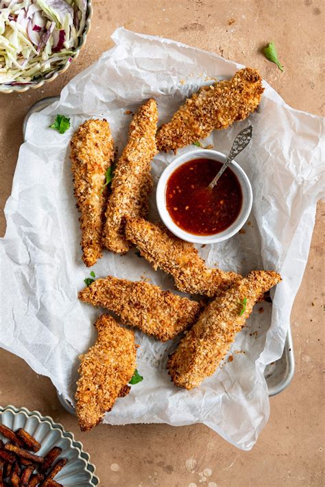 Crispy Oven-Baked Chicken Fingers with Chili Sauce