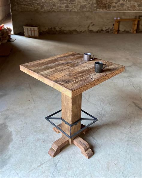 Reclaimed Square Pub Table, Bar Height Industrial Table, Rustic Bar ...