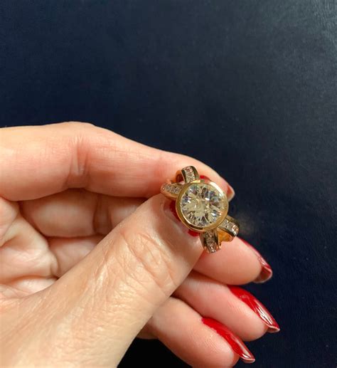 Size 6.75 Giant checkerboard cut CZ stone with smaller stones | Etsy