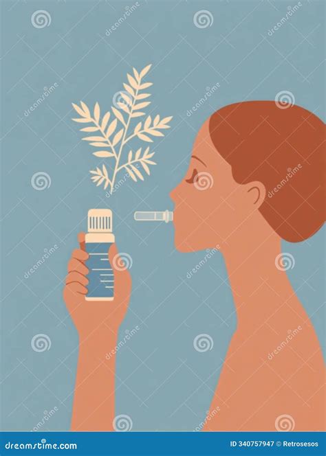 Woman Using Nasal Spray for Effective Allergy Relief Stock Illustration