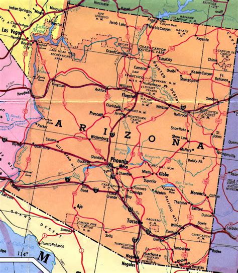 Highways map of Arizona state. Arizona state highways map | Vidiani.com ...
