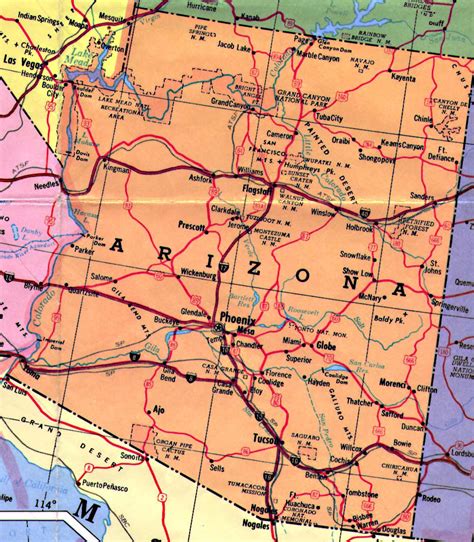 Highways map of Arizona state. Arizona state highways map | Vidiani.com ...