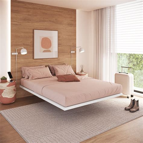Cama De Alvenaria Flutuante - Cama Flutuante de Casal 144cm X 205cm Industrial | MadeiraMadeira