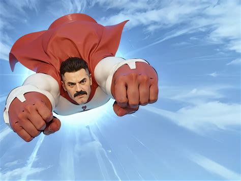 close    man flying   air   red cape seaart ai