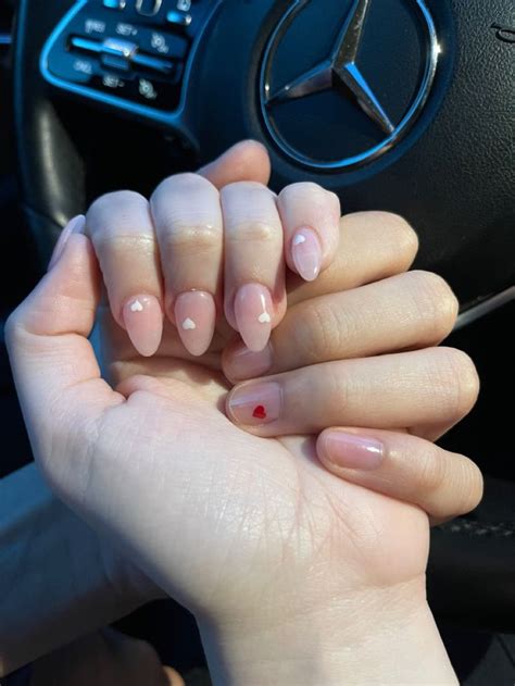 Adorable Heart Nails for Couples