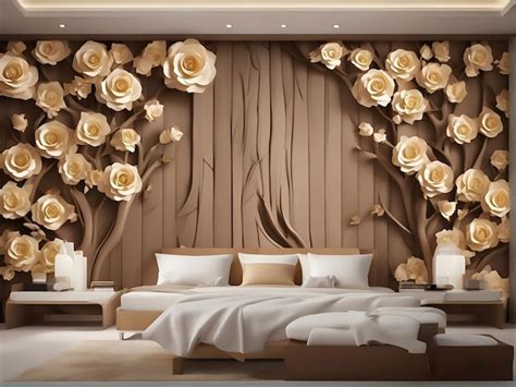 Premium AI Image | Wall panels classic flower tree wood