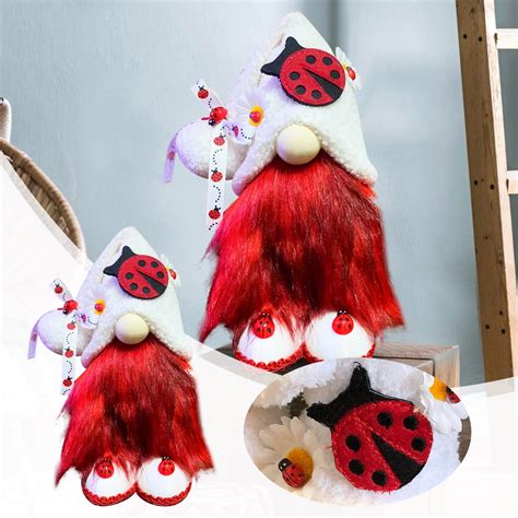 Teissuly Red Faceless Doll Sitting Dwarf Goblin Doll Tabletop Ornaments