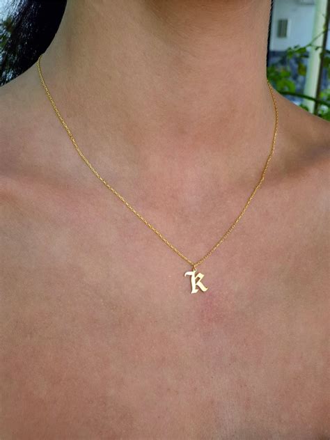 Gold Initial Necklace Custom Initial Necklace 925k Sterling | Etsy