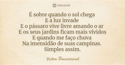 E Quando O Sol Chega A Gente Ama Denovo - É sobre quando o sol chega E a luz... Victor Drummond - Pensador