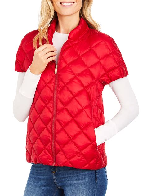 martha stewart womens short sleeve packable quilted vest walmartcom