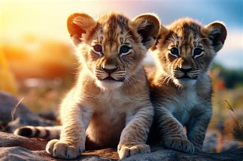 Premium Photo | Two young baby white lion cubs in this image South Africa