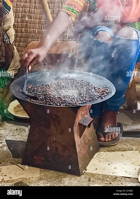 Roasting Coffee in a small traditional Ethiopian coffee shop Stock ...