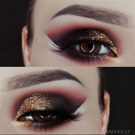 Golden-Brown Eye Makeup with Gold Glitter