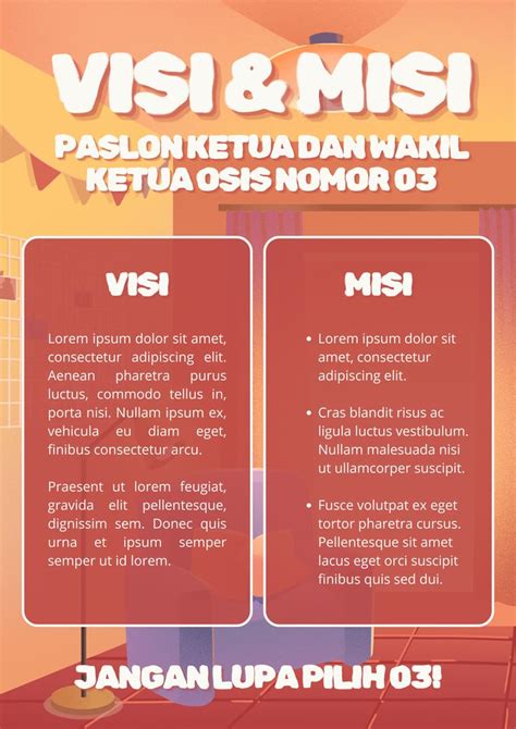 Poster Visi Misi Ketua Osis Modern Ilustratif Putih Merah Bata | Poster ...