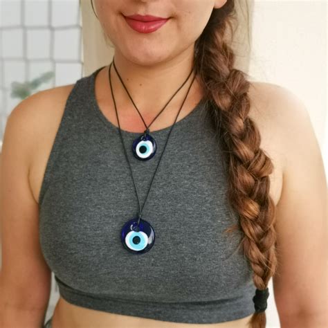 glass evil eye necklace evil eye necklace black rope eye necklace