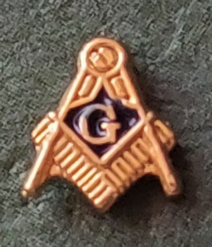 Masonic Tie Lapel Pin Badge Square & Compasses + G Gilt Blue enamel 6mm ...