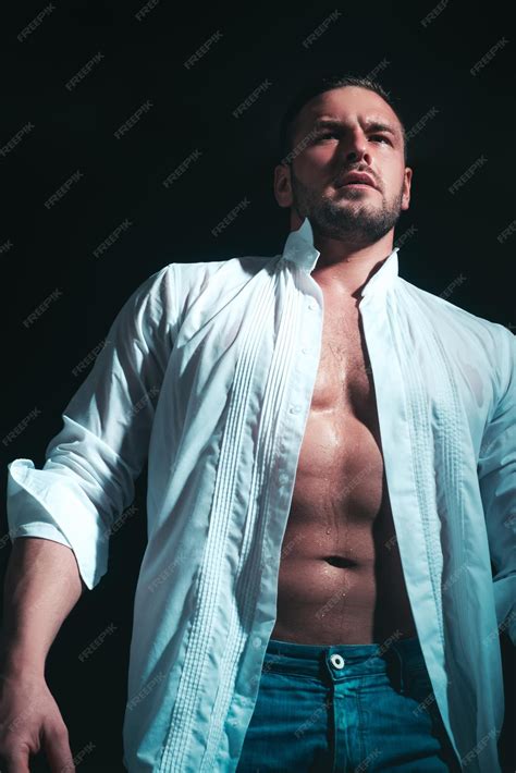 Premium Photo | Muscular shirtless male model fashion portrait of young