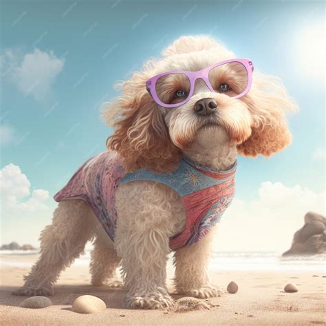 Premium Photo | Poodle dog in summer attire costume Summer poodle hairy