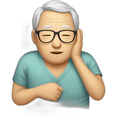 Chinese senior man sleeping in bed wear glasses emoji | AI Emoji Generator