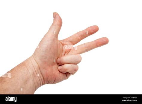 hand showing scissors  rock paper scissors game gesture stock photo