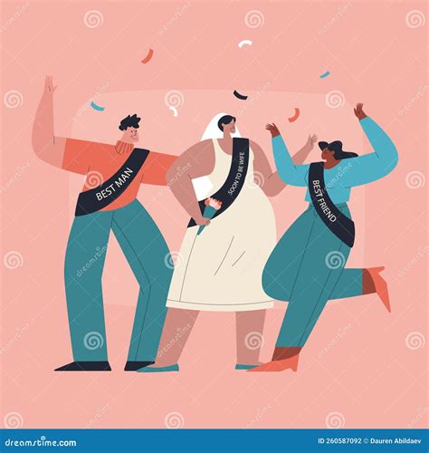 Hand Drawn People Celebrating Bachelor Party Vector Illustration. Stock