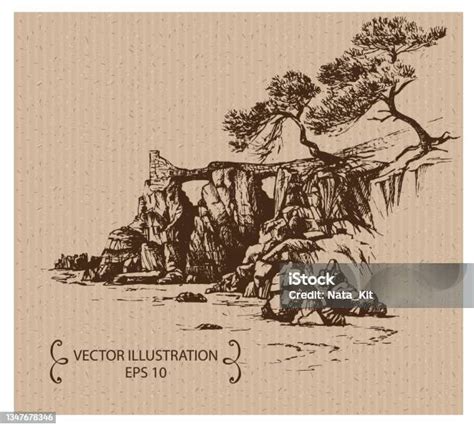 lloret de mar ilustrasi stok  gambar  tebing fitur