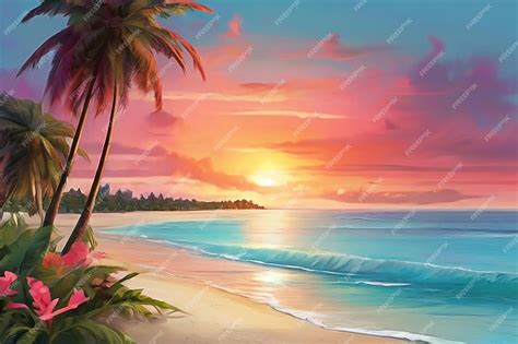 Premium Photo | Tropical beach paradise sunset