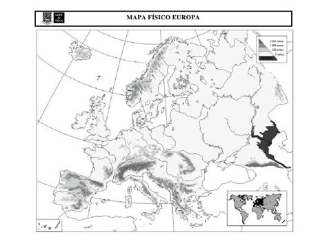 Mapa Mudo Fisico Europa