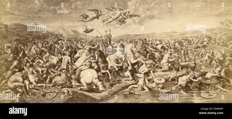 Battle of Constantine against Maxentius, engraving by Raphael, Vatucan ...