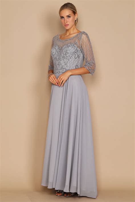 Charcoal Dylan & Davids Long Sleeve Hand Beaded Mother of The Bride