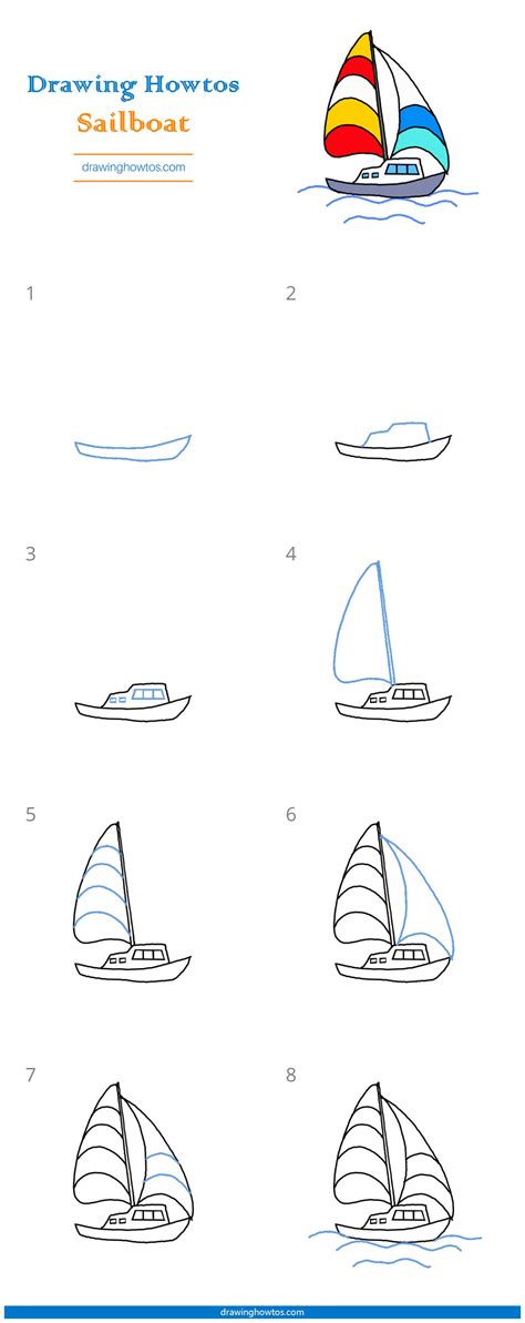 How to Draw a Sailboat - Step by Step Easy Drawing Guides - Drawing Howtos