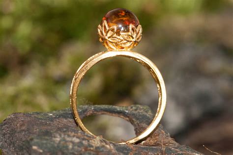Baltic amber ring. Baltic amber & gold, unique ring, statement ring